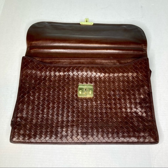 Vintage Bottega Veneta Intreciatto Men's Brown Calf Leather Briefcase Satchel - Picture 8 of 14